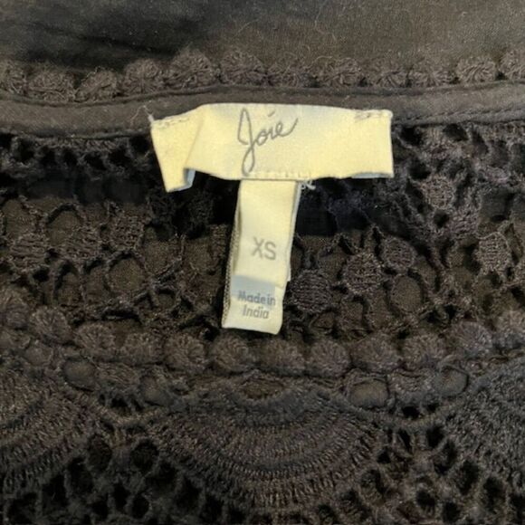 Joie Sigrid Black Eyelet Blouse Cap Sleeve Lacy 100% Cotton Oversized XS - Picture 7 of 13